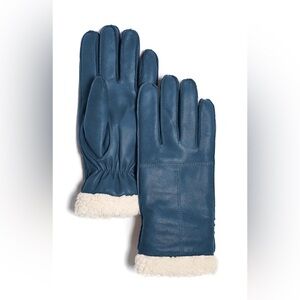 Brume Leather Glove with fur trim (cobalt)